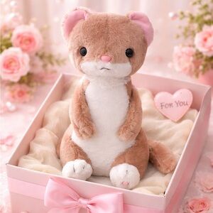 Adorable Brown and White Plush Ferret Toy